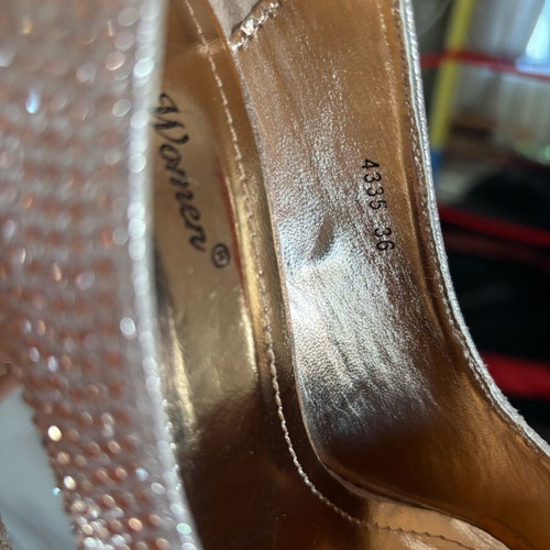 Heels with rhinestones new, pink gold size 36