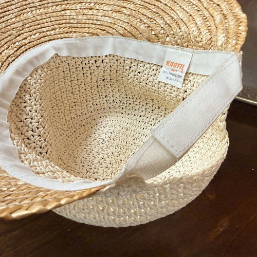 Karfil Hats Women's Straw Sun Hat Wide Brim Adjustable New Beige