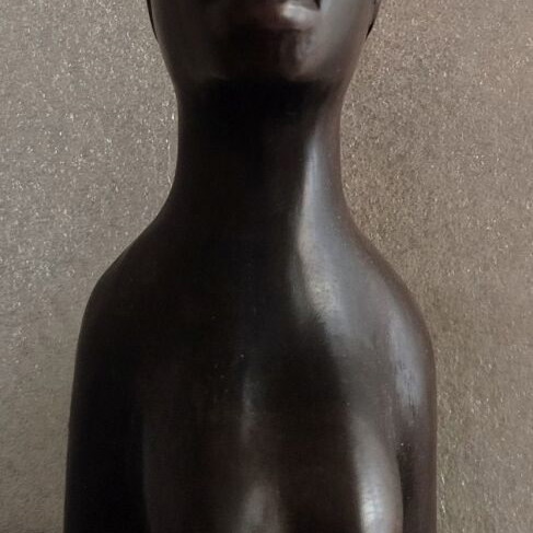 Wooden carved decorative used, 30 cm, woman with kneeling legs
