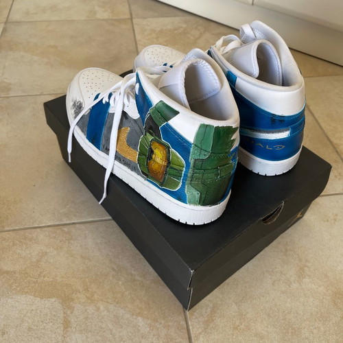Air Jordan 1 Mid, Custom Made: Halo Design, Size:47