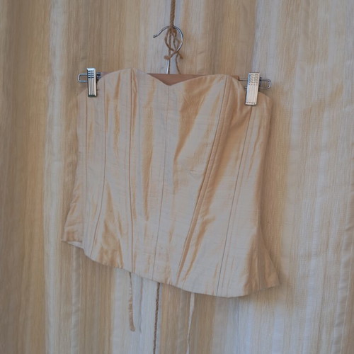 Corset and maxi skirt set like new, white and beige