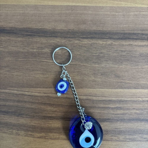 Evil Eye Glass Keychain like new, blue protection charm