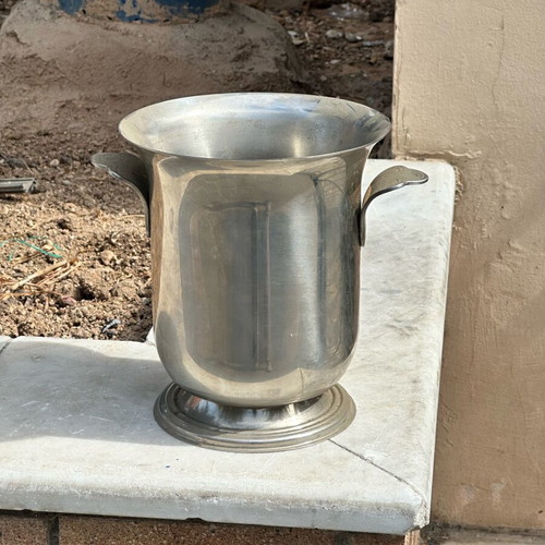 Vintage metal wine cooler champagne bucket used with handles retro design