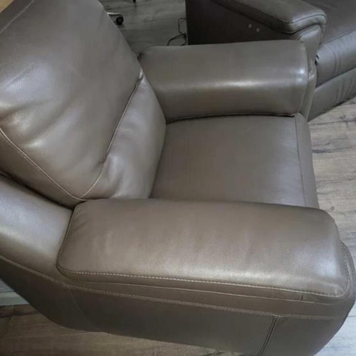 Italian brown leather sofa set Avola with three seats and two armchairs new