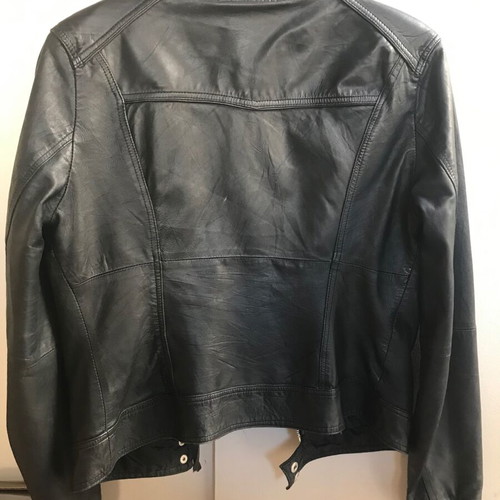 Leather bomber jacket black TRF Zara used, size L