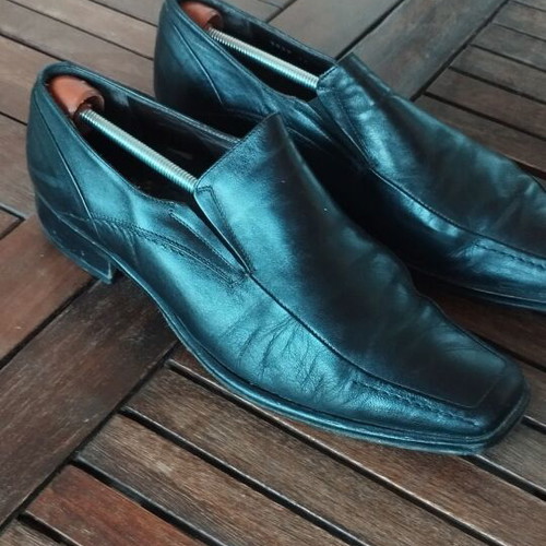 Lorenzi men's leather formal slip-on shoes EU 45 like new, black