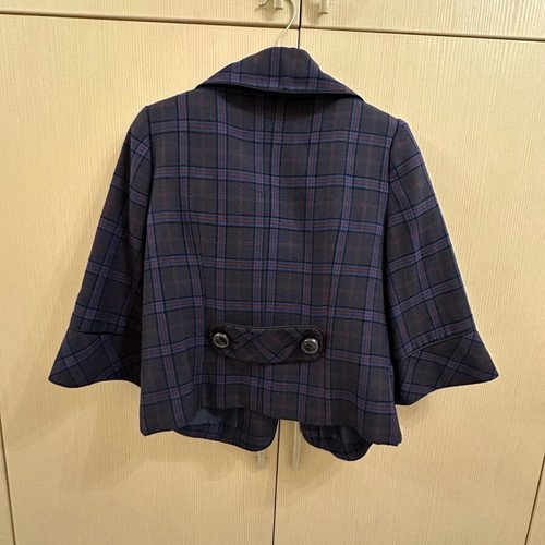 Checked crop jacket like new, size small