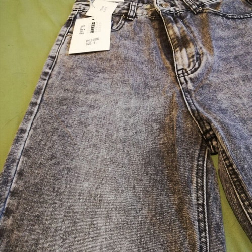 Grey denim pants new, high waist with wide leg, size S