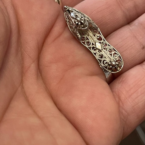 Silver filigree vintage brooch