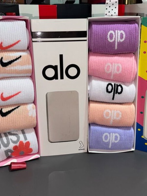 Women's socks original 5 pcs in box Nike, alo new, colorful