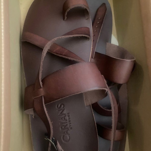 Leather men's sandals size 45 new, brown