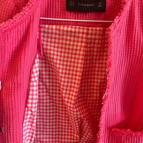 Zara jacket fuchsia with checked lining like new, size XS