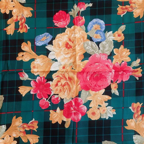 Vintage scarf 85×85 cm polyester used, multicolor floral pattern