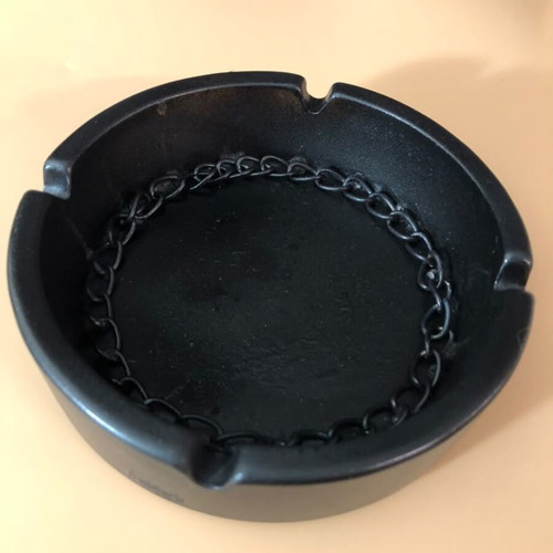 Vintage Black Ashtray with Chain Detail used