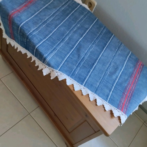 Handwoven table runner used with lace 90x50 cm