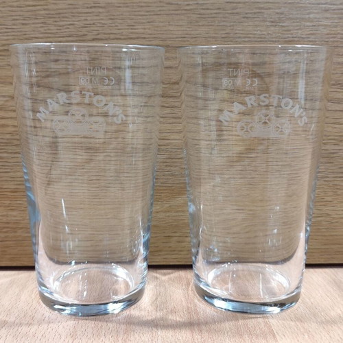 Marston's beer set of two promotional glasses like new