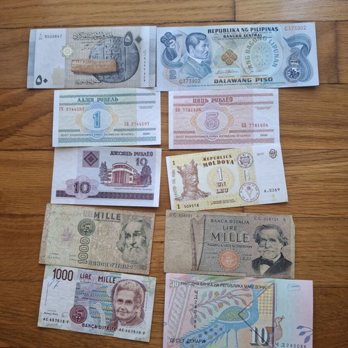 Banknotes used, set of 50 from around the world