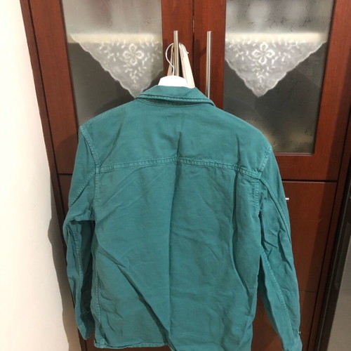 Zara denim jacket used, green and turquoise, size M