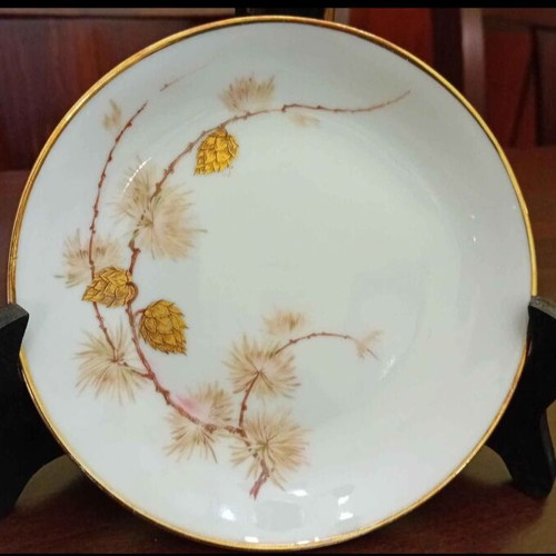 Arzberg dessert plates set of 8 like new with embossed gold leaves