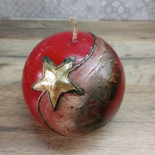 Christmas candle large ball-shaped burgundy color new