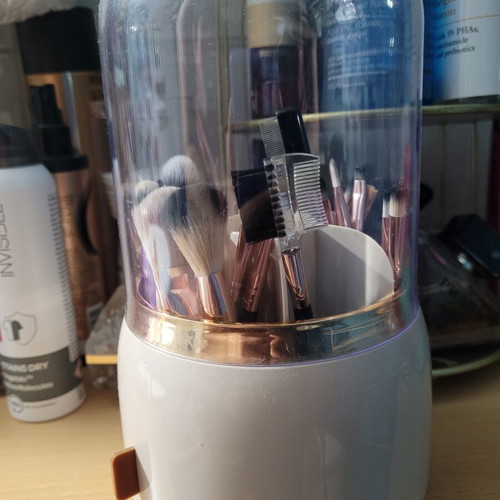 Makeup brush organizer case like new with 15 brushes set
