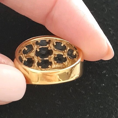 Stainless steel ring new, 19mm, black and gold