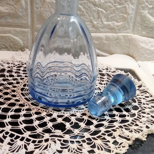 Vintage blue glass liqueur decanter