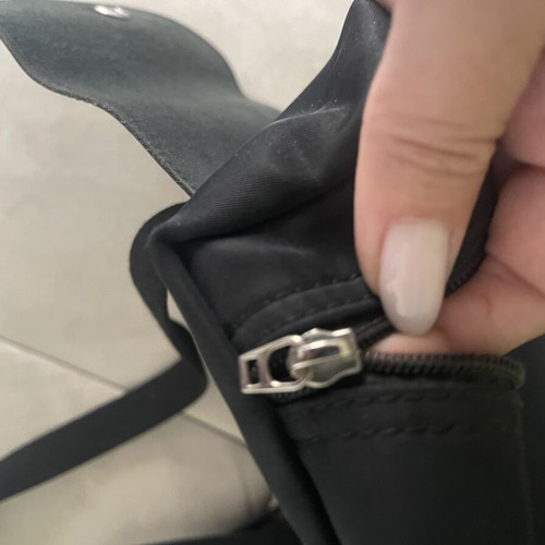 Longchamp Le Pliage backpack used, black, zipper needs replacement