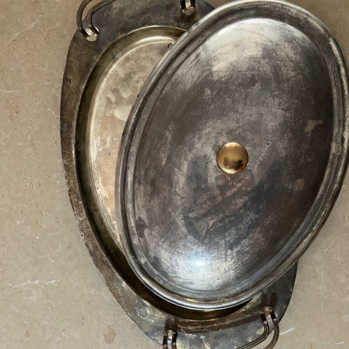Covered platter used, elongated