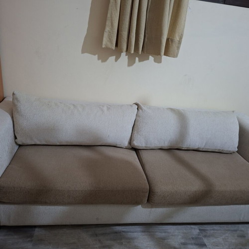 Living room sofa 3-seater brown beige