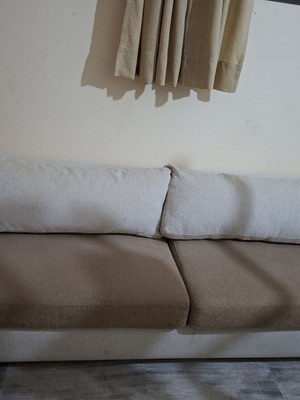 Living room sofa 3-seater brown beige