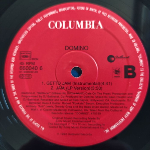 Domino Getto Jam 12'' Vinyl Maxi Single 1993 used, hip hop
