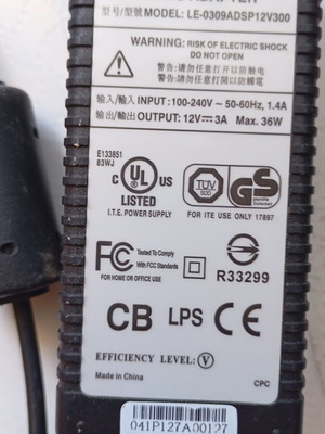 Τροφοδοτικό 12V 3A 36W AC Adapter σαν καινούργιο