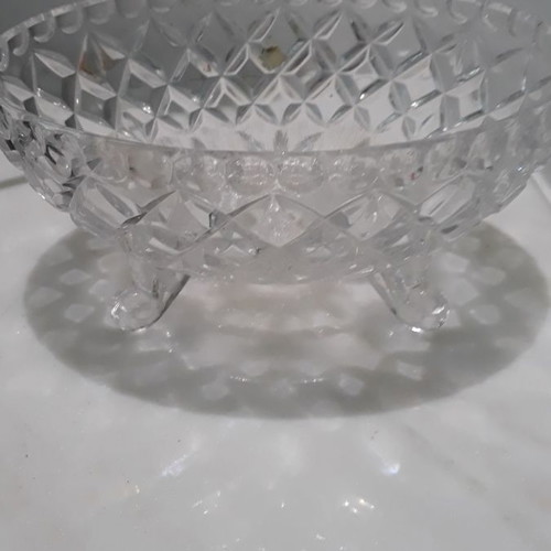 Glass serving dish used, gondola shape with small feet