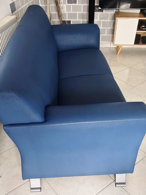 Καναπές 2,5 θέσεων μεταχειρισμένος, microfiber μπλε, σετ 2 τεμαχίων