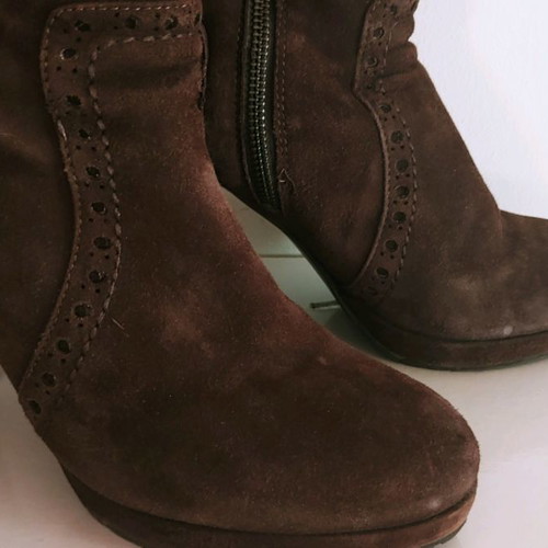 Suede boots used, genuine leather, size 40, brown