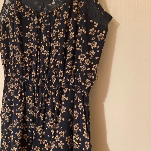 Pink Woman playsuit used, floral dark blue, size M