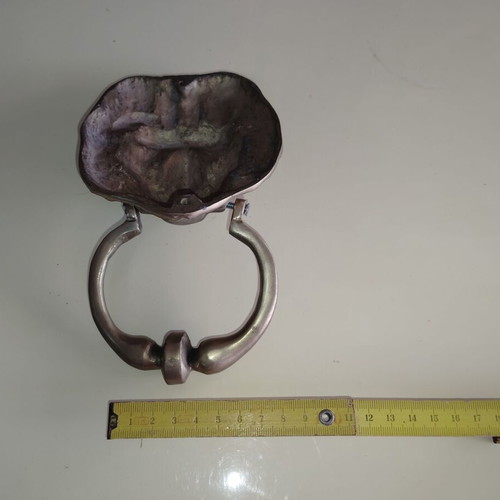 Lion door handle bronze old from old shop