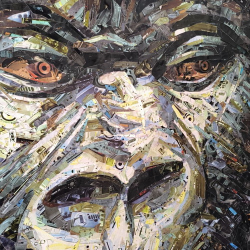 Gorilla Mixed Media Collage Artwork on Canvas 80x60cm like new