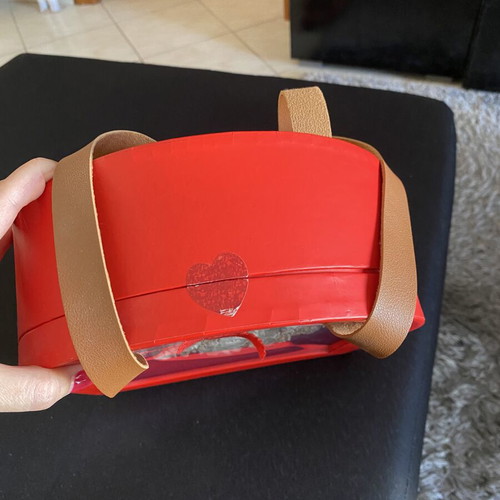 Bag with fake roses used, heart-shaped gift or decoration