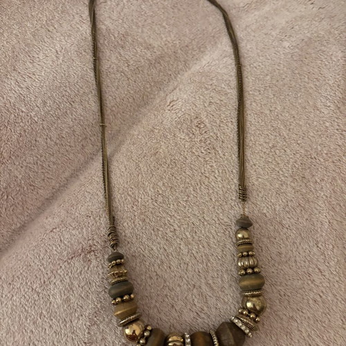 Boho Long Necklace with Copper and Wooden Beads New