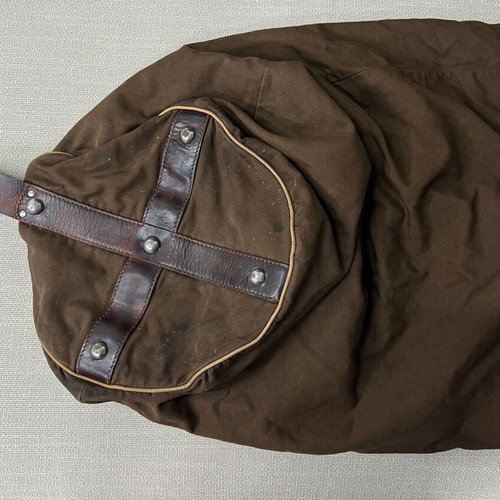 Vintage travel duffle bag used, canvas and leather