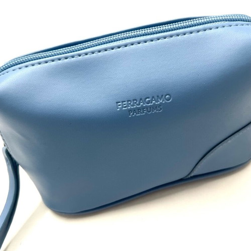 Ferragamo Parfums Light Blue Handbag Used Vanity Case