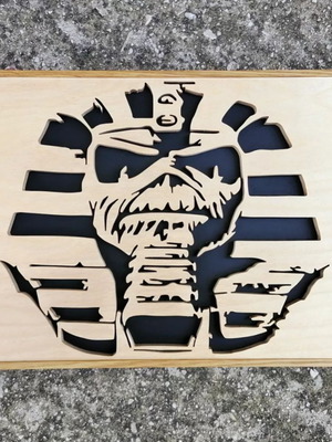 Iron Maiden Eddie Powerslave wooden wall decor, handmade