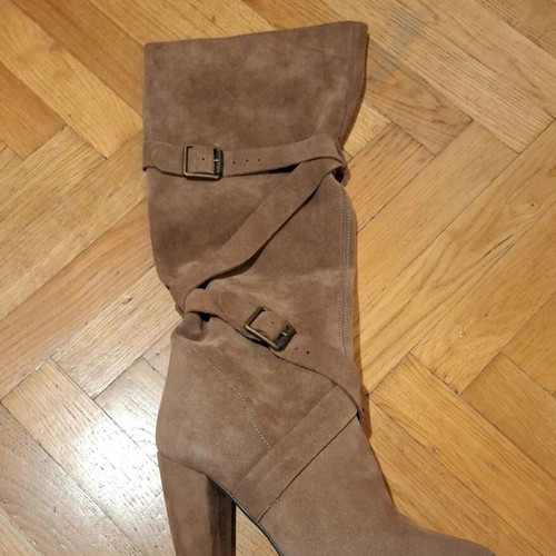 Boots like new, suede leather, size 39, gray and beige