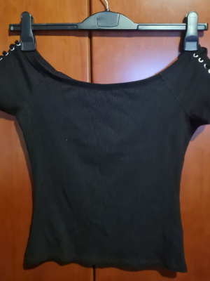 Ribbed Τοπ Tally Weijl με ανοιχτούς ώμους σαν καινούργιο, μαύρο, μέγεθος M