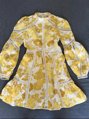 Ted Baker Cornilla φόρεμα καινούργιο, μέγεθος small, κίτρινο λινό βαμβάκι