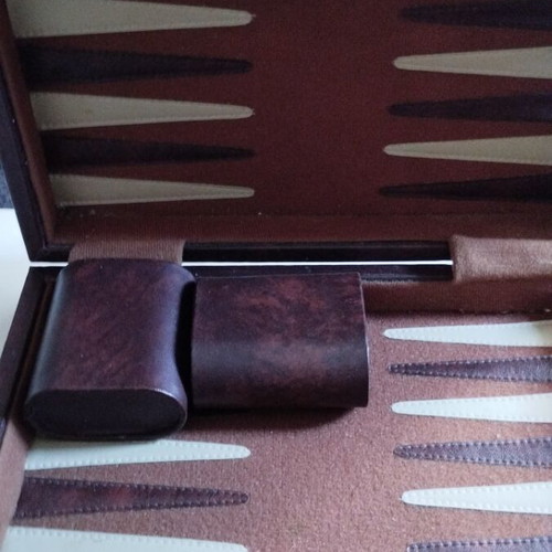 Backgammon vintage leather travel case 1980 used