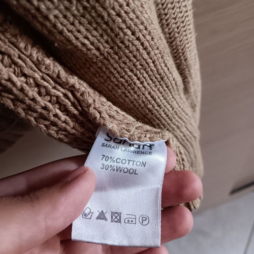 Sarah Lawrence women's cardigan used, beige and brown