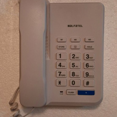 Landline phone with large buttons like new, white, wired